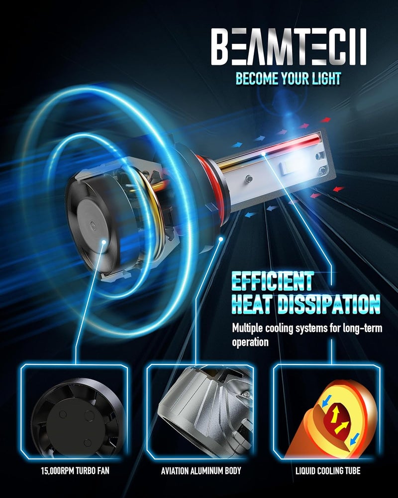 BEAMTECH |90 05|90 06| Light Combo, 800% Brighter High Speed Fan 6500K Fog Bulb Pack of 4 - Image 3